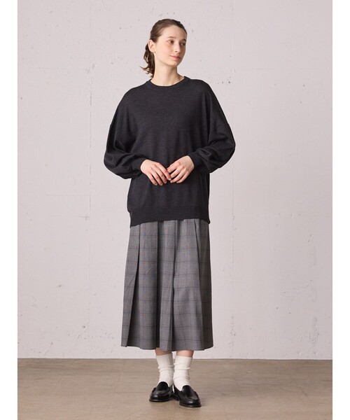 MidiUmi（ミディウミ）の「MidiUmi チェックタックスカート（スカート・レディース・グレー/ブラック・FREE）」の10枚目の写真
