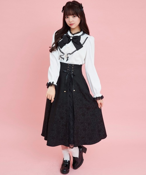 Secret Honey(シークレットハニー)の「レースラッフルギャザーブラウス(シャツ/ブラウス・レディース・オフホワイト/ホワイト×ブラック・MEDIUM)」の7枚目の写真