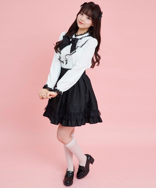 Secret Honey(シークレットハニー)の「レースラッフルギャザーブラウス(シャツ/ブラウス・レディース・オフホワイト/ホワイト×ブラック・MEDIUM)」の6枚目の写真