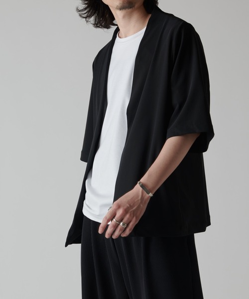 Lui's（ルイス）の「トリコットノーカラージャケット（ノーカラージャケット・メンズ・ライトグレー/ブラック・M/S）」の3枚目の写真