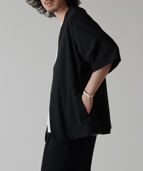 Lui's（ルイス）の「トリコットノーカラージャケット（ノーカラージャケット・メンズ・ライトグレー/ブラック・M/S）」の4枚目の写真