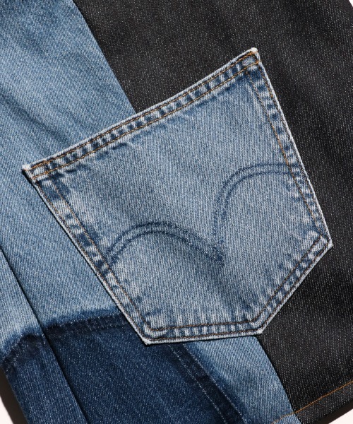 THRIFTY LOOK（スリフティールック）の「THRIFTY LOOK/スリフティールック LEVIS DENIM GLOCERY TOTE リーバイスデニム リメイクグローサリートート（トートバッグ・メンズ・ブラック/ブルー・ONE SIZE）」の16枚目の写真