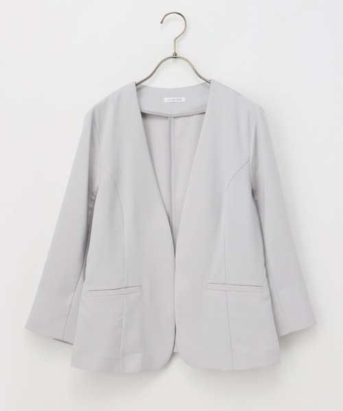 Honeys（ハニーズ）の「８分袖カラーレステーラージャケット（テーラードジャケット・レディース・ネイビー/ベージュ/ライトベージュ/グレイッシュベージュ/ブラック・M/S/LL/L/3L）」の18枚目の写真