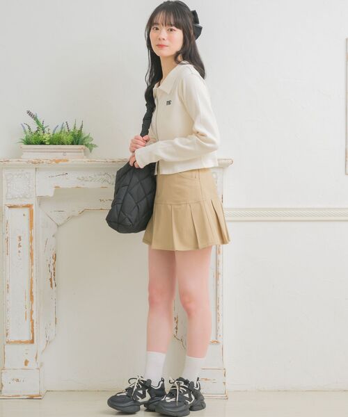 ems excite(エムズエキサイト)の「ダブルZIP刺繍CT(Tシャツ/カットソー・レディース・ブラック/ダークグレー/ナチュラル・FREE)」の6枚目の写真