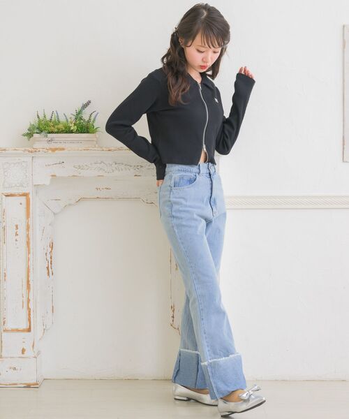 ems excite(エムズエキサイト)の「ダブルZIP刺繍CT(Tシャツ/カットソー・レディース・ブラック/ダークグレー/ナチュラル・FREE)」の13枚目の写真