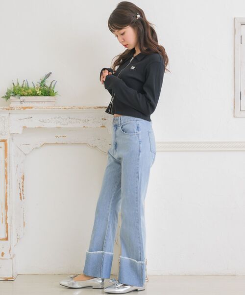 ems excite(エムズエキサイト)の「ダブルZIP刺繍CT(Tシャツ/カットソー・レディース・ブラック/ダークグレー/ナチュラル・FREE)」の14枚目の写真