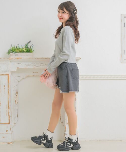ems excite(エムズエキサイト)の「ダブルZIP刺繍CT(Tシャツ/カットソー・レディース・ブラック/ダークグレー/ナチュラル・FREE)」の22枚目の写真