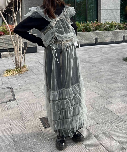 byYOUANCE（バイユアンス）の「マルチWAYチュールフリルビスチェ（ベスト・レディース・ブラック/ナチュラル/グレー・FREE）」の18枚目の写真
