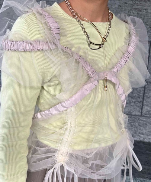 byYOUANCE（バイユアンス）の「マルチWAYチュールフリルビスチェ（ベスト・レディース・ブラック/ナチュラル/グレー・FREE）」の19枚目の写真