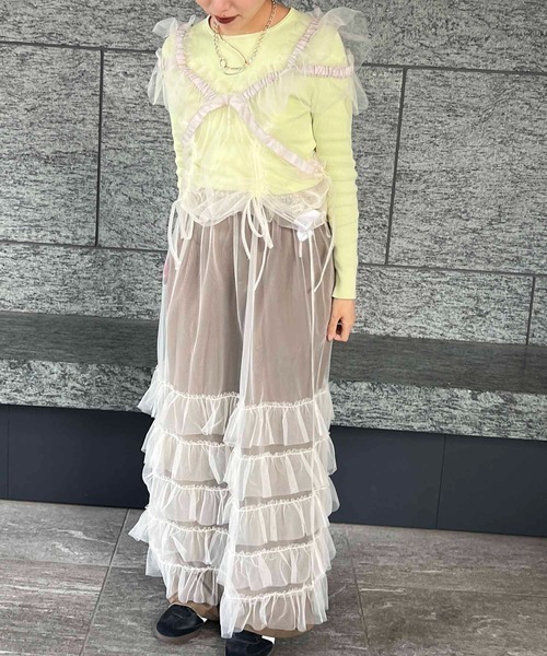 byYOUANCE（バイユアンス）の「マルチWAYチュールフリルビスチェ（ベスト・レディース・ブラック/ナチュラル/グレー・FREE）」の20枚目の写真