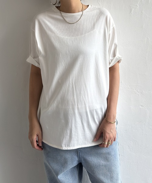 LBC（エルビーシー）の「シルケット裾ラウンドTee（Tシャツ/カットソー・レディース・ブルー/ブラック/ホワイト/ベージュ・M/L）」の2枚目の写真