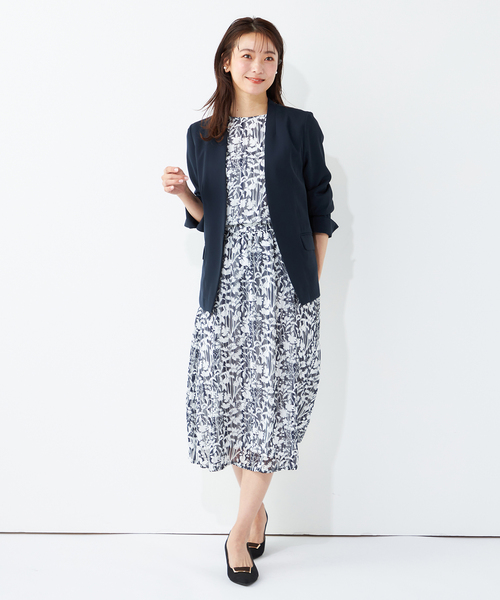 A/C DESIGN BY ALPHA CUBIC(エーシーデザインバイアルファキュービック)の「【接触冷感・洗濯可能】バックサテンジャケット(ノーカラージャケット・レディース・ネイビー/ライトグレー・9号/13号/11号)」の17枚目の写真