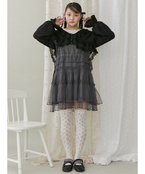 merry jenny（メリージェニー）の「スカラップfrillボレロ（シャツ/ブラウス・レディース・アイボリー/ブラック/オフホワイト・FREE）」の8枚目の写真