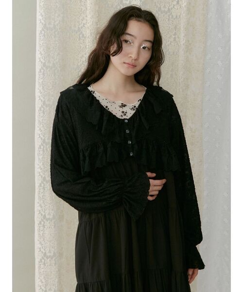 merry jenny（メリージェニー）の「スカラップfrillボレロ（シャツ/ブラウス・レディース・アイボリー/ブラック/オフホワイト・FREE）」の12枚目の写真