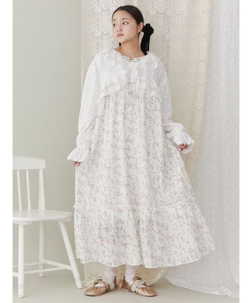 【メリージェニー】スカラップfrillボレロ/試着程度のみ美品/アイボリー/花柄 メリージェニー】スカラップfrillボレロ/試着程度のみ美品