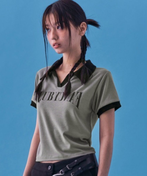 Nasty Fancy club クロップド丈ジャージ　ブラック A'GEM/9 × .kom『 FANCY CLUB/ファンシークラブ』2 WAY COLLAR
