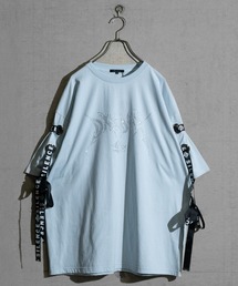 【13】レースアップ ラインストーンプリント TEE