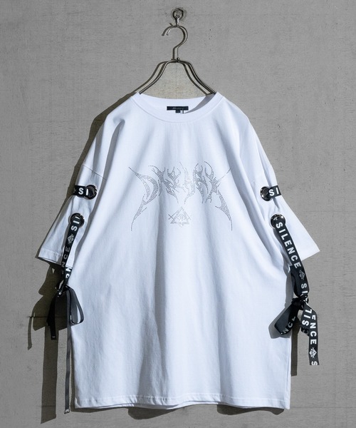 JOHN'S CLOSET(ジョンズクローゼット)の「【13】レースアップ ラインストーンプリント TEE(Tシャツ/カットソー・メンズ・サックスブルー/ブラック/ホワイト・MEDIUM/LARGE)」の7枚目の写真