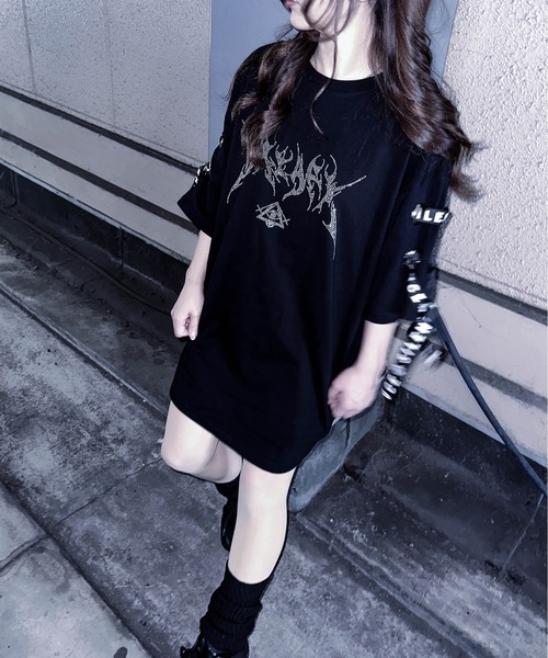 JOHN'S CLOSET(ジョンズクローゼット)の「【13】レースアップ ラインストーンプリント TEE(Tシャツ/カットソー・メンズ・サックスブルー/ブラック/ホワイト・MEDIUM/LARGE)」の12枚目の写真