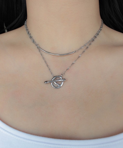 ebine（エビネ）の「金属アレルギー/bar motif 2way necklace/サージカルステンレス（ネックレス・レディース・シルバー/ゴールド・80ｃｍ）」の4枚目の写真