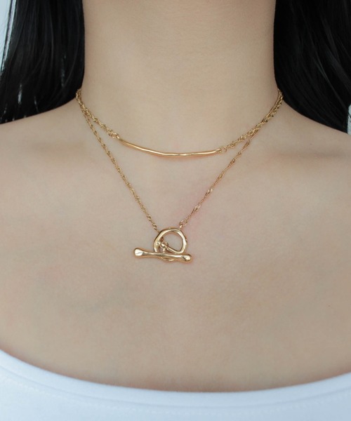 ebine（エビネ）の「金属アレルギー/bar motif 2way necklace/サージカルステンレス（ネックレス・レディース・シルバー/ゴールド・80ｃｍ）」の6枚目の写真