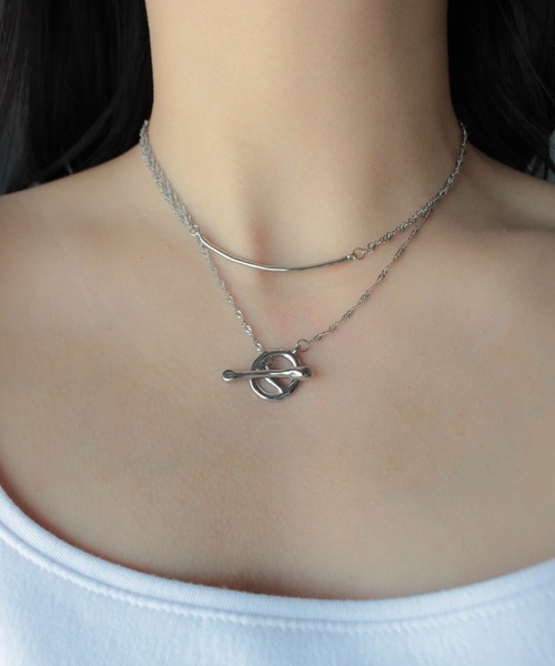 ebine（エビネ）の「金属アレルギー/bar motif 2way necklace/サージカルステンレス（ネックレス・レディース・シルバー/ゴールド・80ｃｍ）」の7枚目の写真