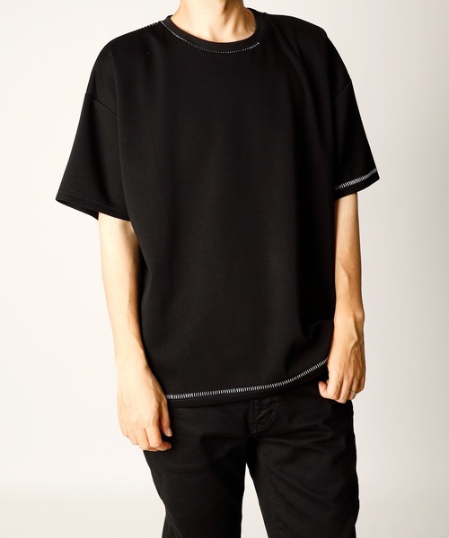 INASTUDIOS ZOO(イーナストゥディオスズー)の「「INASTUDIOS SELECT」ダンボールニット ステッチング クルーTシャツ(Tシャツ/カットソー・メンズ・ホワイト/サックスブルー/ブラック・LARGE/X-LARGE/MEDIUM)」の2枚目の写真