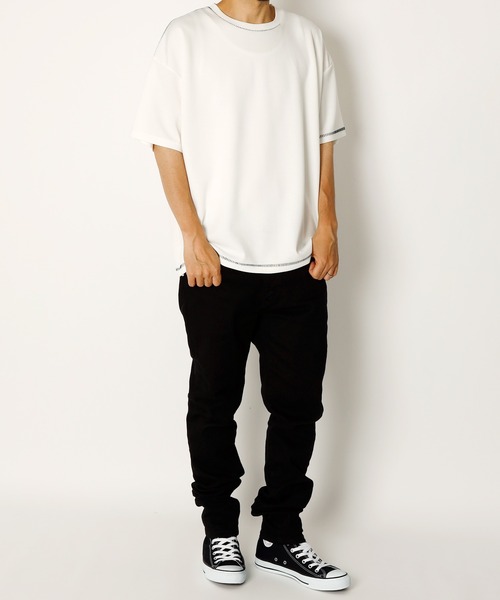 INASTUDIOS ZOO(イーナストゥディオスズー)の「「INASTUDIOS SELECT」ダンボールニット ステッチング クルーTシャツ(Tシャツ/カットソー・メンズ・ホワイト/サックスブルー/ブラック・LARGE/X-LARGE/MEDIUM)」の6枚目の写真
