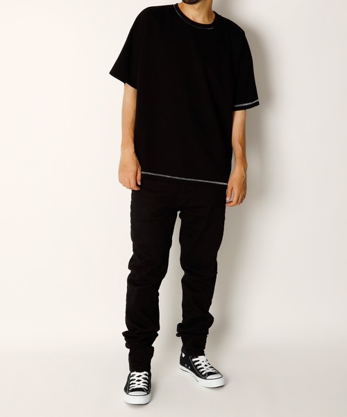 INASTUDIOS ZOO(イーナストゥディオスズー)の「「INASTUDIOS SELECT」ダンボールニット ステッチング クルーTシャツ(Tシャツ/カットソー・メンズ・ホワイト/サックスブルー/ブラック・LARGE/X-LARGE/MEDIUM)」の9枚目の写真