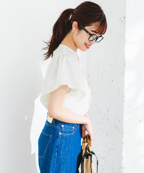 F by ROSSO(エフバイロッソ)の「F by ROSSO 撥水ギャザースリーブブラウス(シャツ/ブラウス・レディース・オフホワイト/ネイビー・FREE)」の15枚目の写真