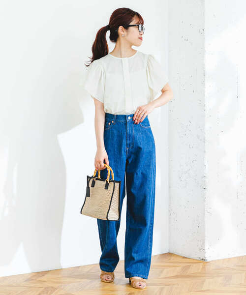 F by ROSSO(エフバイロッソ)の「F by ROSSO 撥水ギャザースリーブブラウス(シャツ/ブラウス・レディース・オフホワイト/ネイビー・FREE)」の9枚目の写真