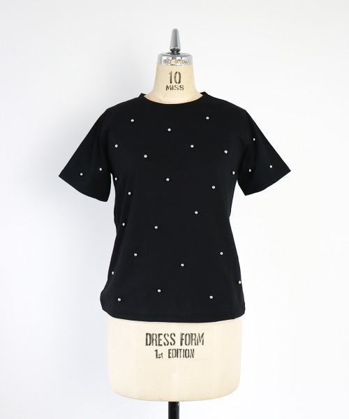 led.tokyo(レッドトウキョウ)の「【led.tokyo】パール付きTシャツ(Tシャツ/カットソー・レディース・ホワイト/ブラック・FREE)」の3枚目の写真