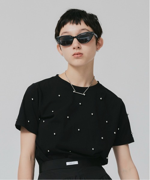 led.tokyo(レッドトウキョウ)の「【led.tokyo】パール付きTシャツ(Tシャツ/カットソー・レディース・ホワイト/ブラック・FREE)」の14枚目の写真