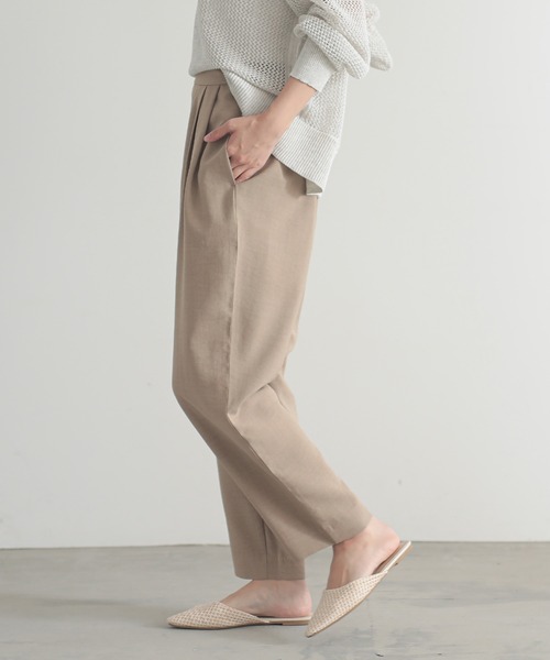 for/c（フォーシー）の「[低身長/高身長向けサイズ有]リネンライクテーパードパンツ【サスティナブル】（その他パンツ・レディース・スミクロ/ベージュ/ライトブラウン/イエロー・M/L/LL/MP/LP/S/PM/PL/TM）」の15枚目の写真