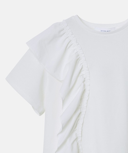 LE CIEL BLEU（ルシェルブルー）の「タフタコンボジャージートップ / Taffeta Combo Jersey Top（Tシャツ/カットソー・レディース・オフホワイト/ブラック/ネイビー・36）」の5枚目の写真