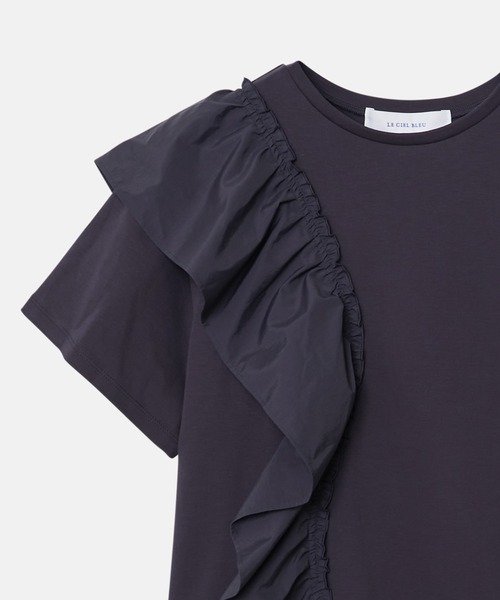 LE CIEL BLEU（ルシェルブルー）の「タフタコンボジャージートップ / Taffeta Combo Jersey Top（Tシャツ/カットソー・レディース・オフホワイト/ブラック/ネイビー・36）」の13枚目の写真