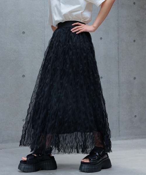 PAGEBOY（ページボーイ）の「シボシボプリーツスカート（スカート・レディース・ブラック/ダークグリーン/ブラウン・FREE）」の2枚目の写真