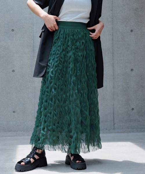 PAGEBOY（ページボーイ）の「シボシボプリーツスカート（スカート・レディース・ブラック/ダークグリーン/ブラウン・FREE）」の3枚目の写真