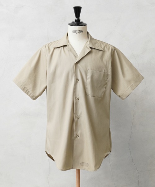 実物 新品 デッドストック 米軍 PX INSTITUTIONAL（インスティテューショナル）S/S カーキ ワークシャツ（シャツ/ブラウス）｜MILITARY（ミリタリー）