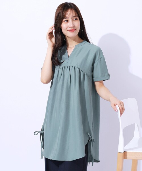 DRESKIP（ドレスキップ）の「◆サイドリボンがほんのり甘い 大人のスキッパーチュニック（チュニック・レディース・ブラック/ブルー/ベージュ・02/03/04）」の3枚目の写真