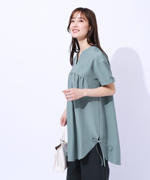 DRESKIP（ドレスキップ）の「◆サイドリボンがほんのり甘い 大人のスキッパーチュニック（チュニック・レディース・ブラック/ブルー/ベージュ・02/03/04）」の9枚目の写真