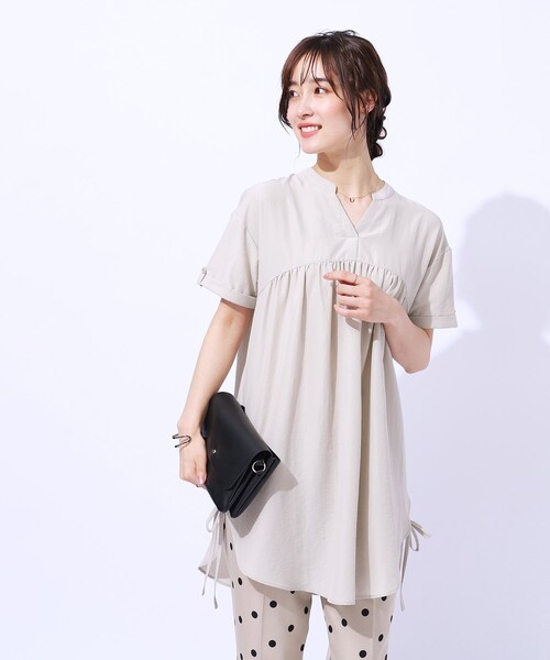 DRESKIP（ドレスキップ）の「◆サイドリボンがほんのり甘い 大人のスキッパーチュニック（チュニック・レディース・ブラック/ブルー/ベージュ・02/03/04）」の12枚目の写真