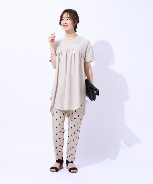 DRESKIP（ドレスキップ）の「◆サイドリボンがほんのり甘い 大人のスキッパーチュニック（チュニック・レディース・ブラック/ブルー/ベージュ・02/03/04）」の14枚目の写真