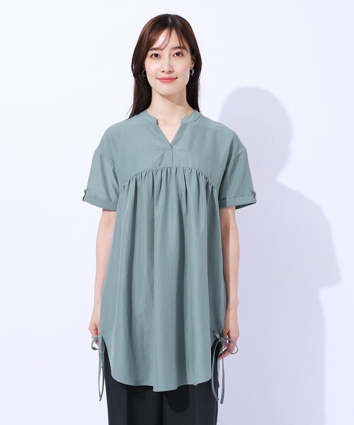 DRESKIP（ドレスキップ）の「◆サイドリボンがほんのり甘い 大人のスキッパーチュニック（チュニック・レディース・ブラック/ブルー/ベージュ・02/03/04）」の16枚目の写真