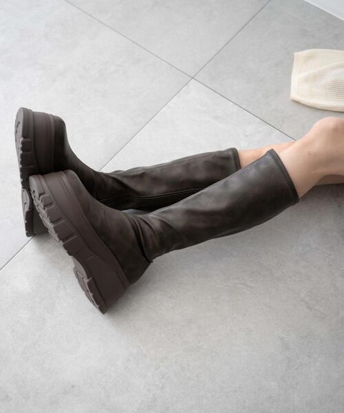 WEGO（ウィゴー）の「WEGO/厚底ボリュームロングブーツ（ブーツ・レディース・ブラウン/ブラック・SMALL/MEDIUM/LARGE/X-LARGE）」の13枚目の写真