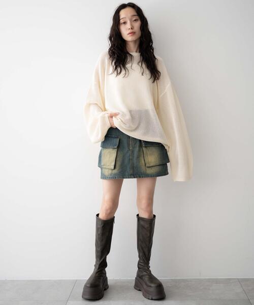 WEGO（ウィゴー）の「WEGO/厚底ボリュームロングブーツ（ブーツ・レディース・ブラウン/ブラック・SMALL/MEDIUM/LARGE/X-LARGE）」の14枚目の写真