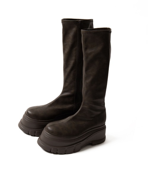 WEGO（ウィゴー）の「WEGO/厚底ボリュームロングブーツ（ブーツ・レディース・ブラウン/ブラック・SMALL/MEDIUM/LARGE/X-LARGE）」の9枚目の写真