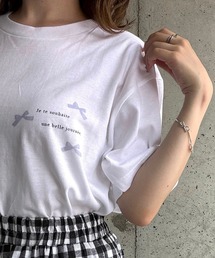 リボンロゴプリント半袖Tシャツ