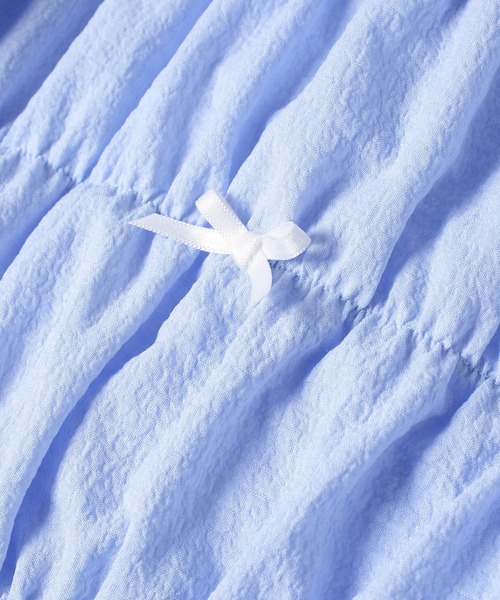 ROPE' PICNIC(ロペピクニック)の「シャーリングリボントップス(Tシャツ/カットソー・キッズ・サックスブルー/キナリ・S/M/L)」の4枚目の写真