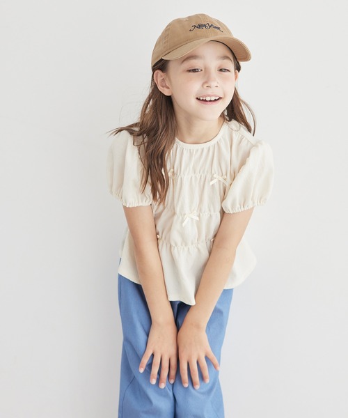 ROPE' PICNIC(ロペピクニック)の「シャーリングリボントップス(Tシャツ/カットソー・キッズ・サックスブルー/キナリ・S/M/L)」の17枚目の写真